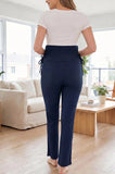 Bearsland Women's Plus Size Maternity Pants with Side Pleats