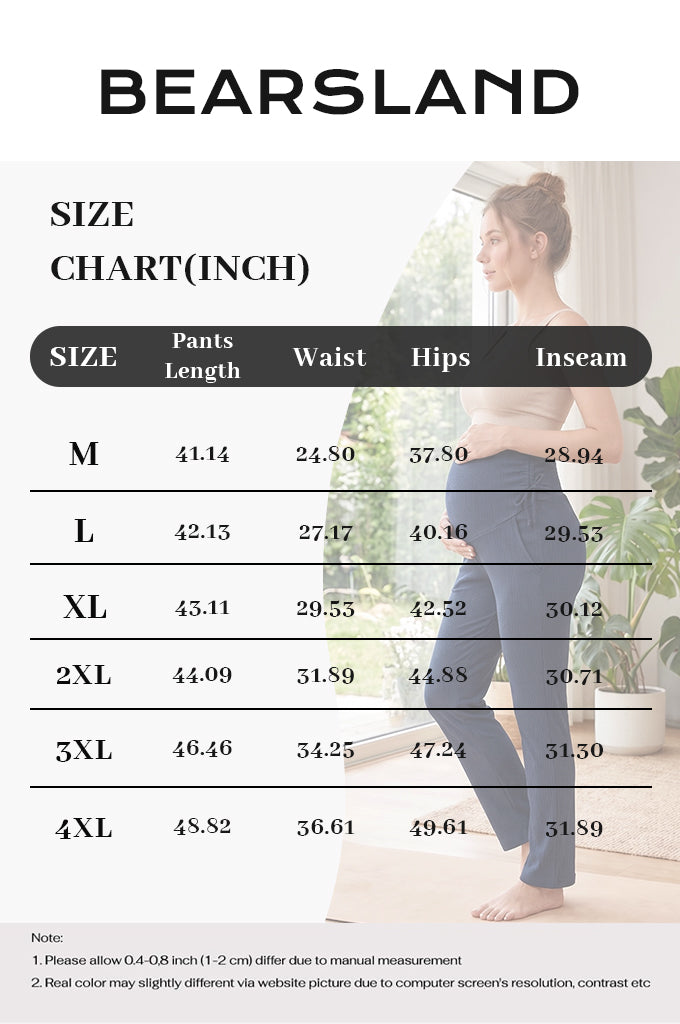 Bearsland Women's Plus Size Maternity Pants with Side Pleats