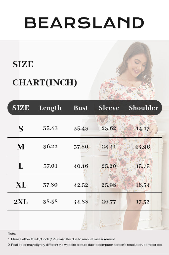 Bearsland Long-sleeved Floral Nursing Dress