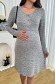 Bearsland Long-sleeved Button-up Maternity Dress