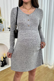 Bearsland Long-sleeved Button-up Maternity Dress