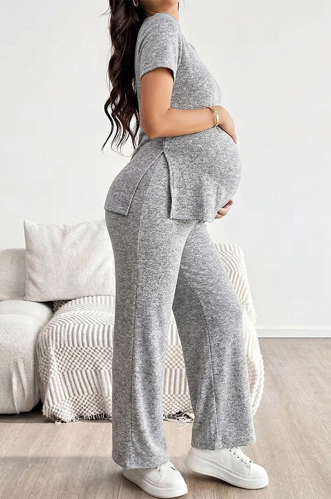 Bearsland Women's Short-Sleeve Maternity Set  Adjustable Waistband