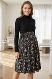 Bearsland Women's High-Neck Long-Sleeve Maternity Dress