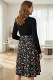 Bearsland Women's High-Neck Long-Sleeve Maternity Dress