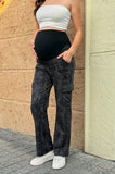 Bearsland Black-and-black-print maternity trousers with pockets