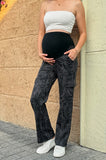 Bearsland Black-and-black-print maternity trousers with pockets