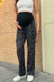 Bearsland Black-and-black-print maternity trousers with pockets