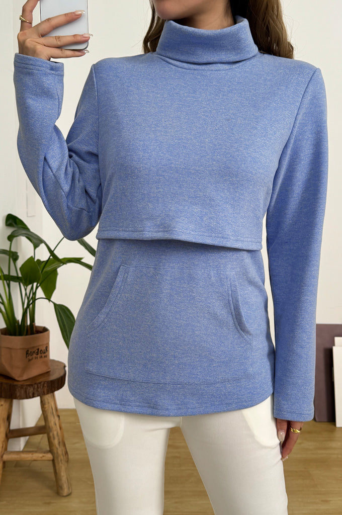 Bearsland Long-sleeved High-neck Nursing Top with Pockets