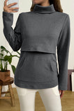 Bearsland Long-sleeved High-neck Nursing Top with Pockets
