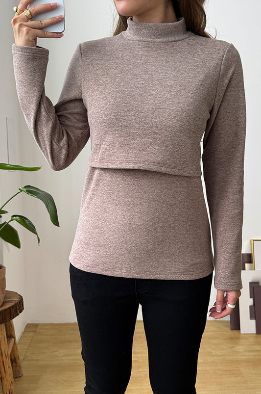 Bearsland Long-sleeved High-neck Nursing Top