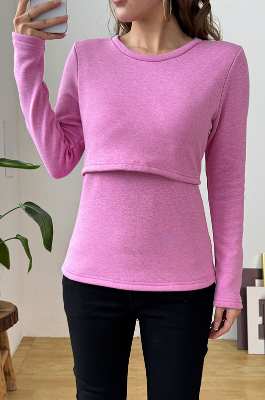 Bearsland Fleece-Lined Long-Sleeved Nursing Top