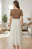 Bearsland Women's Round-Neck Maternity Dress with a Rustic Floral Print