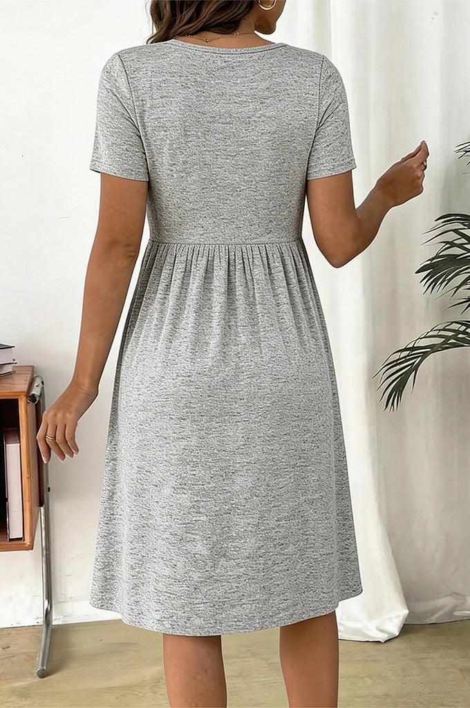 Bearsland Women's Short-Sleeve Round-Neck Maternity Dress