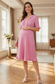 Bearsland Women's V-Neck Short-Sleeve Maternity Dress