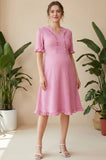 Bearsland Women's V-Neck Short-Sleeve Maternity Dress