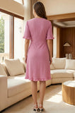 Bearsland Women's V-Neck Short-Sleeve Maternity Dress