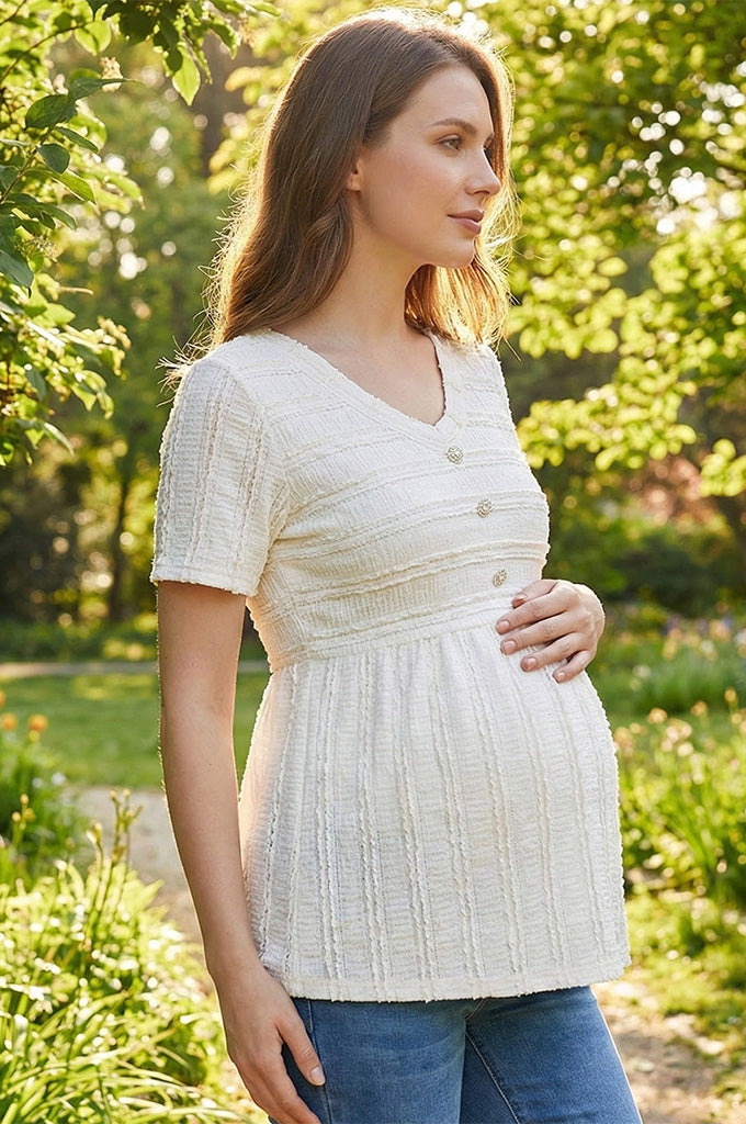 Bearsland Women's V-Neck Lace Maternity Top
