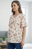 Bearsland Women's V-Neck Floral Print Maternity Top