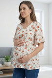 Bearsland Women's V-Neck Floral Print Maternity Top