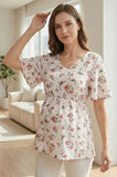 Bearsland Women's V-Neck Floral Print Maternity Top