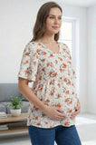 Bearsland Women's V-Neck Floral Print Maternity Top