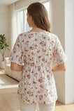Bearsland Women's V-Neck Floral Print Maternity Top