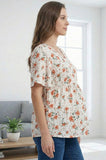Bearsland Women's V-Neck Floral Print Maternity Top