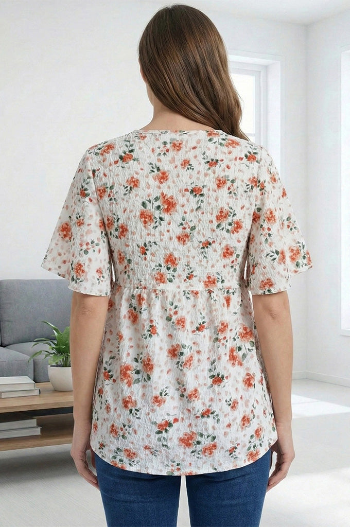 Bearsland Women's V-Neck Floral Print Maternity Top