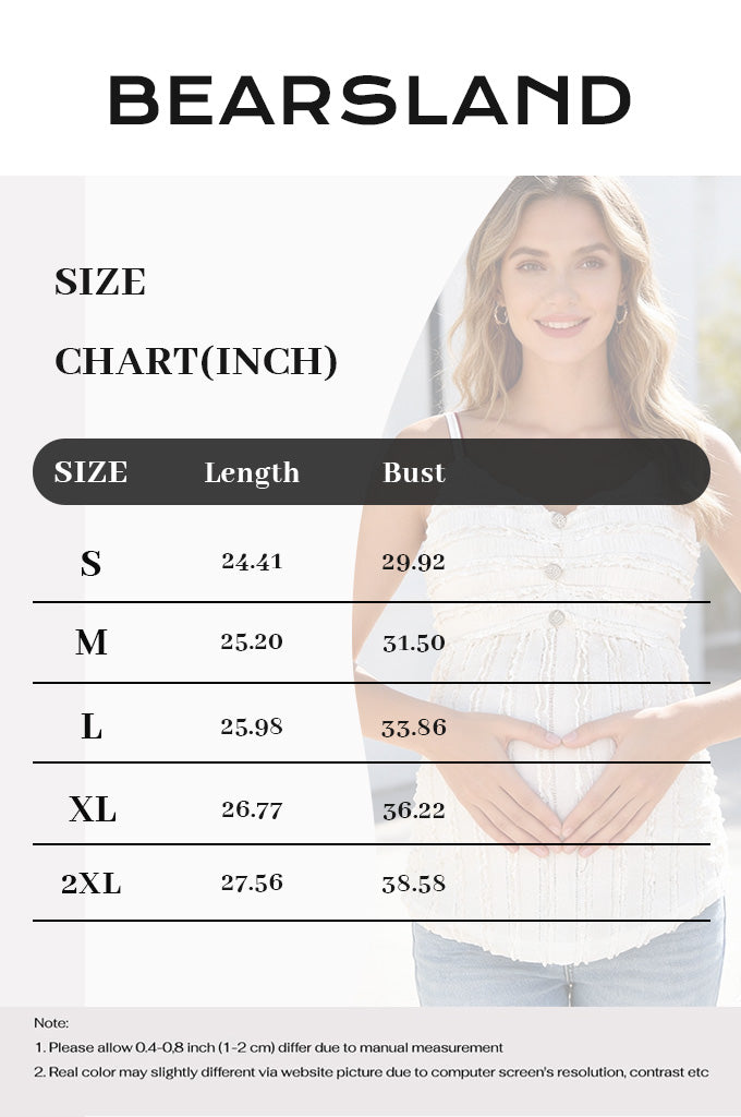 Bearsland Lace-Trimmed Maternity Top with Straps and Buttons