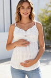 Bearsland Lace-Trimmed Maternity Top with Straps and Buttons