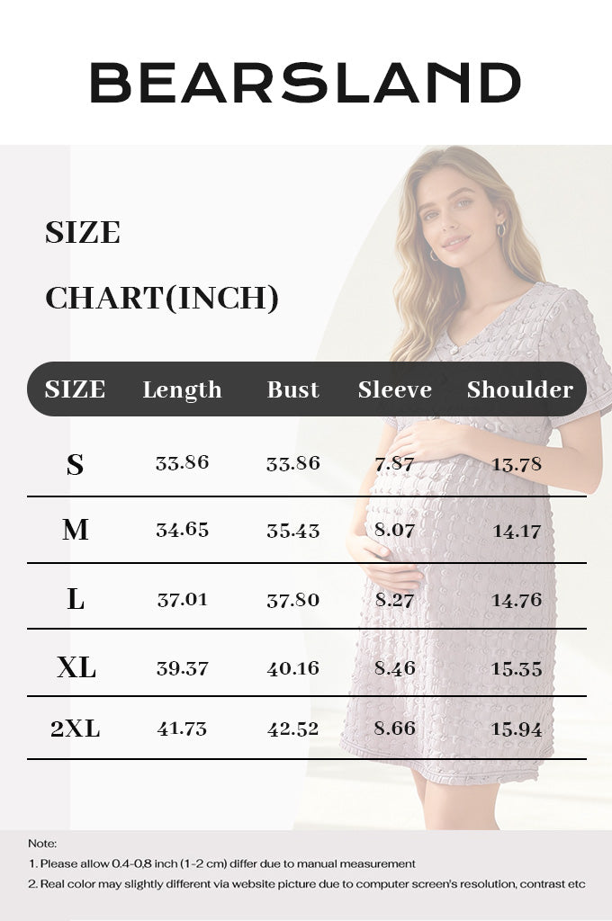 Bearsland Short-sleeved V-neck button-up maternity dress