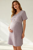 Bearsland Short-sleeved V-neck button-up maternity dress