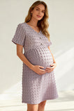 Bearsland Short-sleeved V-neck button-up maternity dress