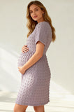 Bearsland Short-sleeved V-neck button-up maternity dress