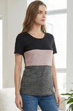 Bearsland Short-sleeved, Round-neck, Colour-block Nursing Top