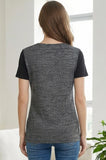 Bearsland Short-sleeved, Round-neck, Colour-block Nursing Top
