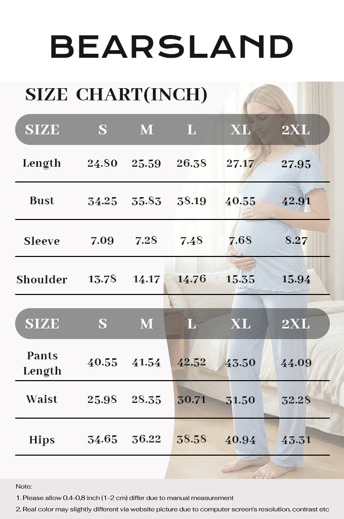 Bearsland Women's Short-Sleeve Nursing Pajama Set