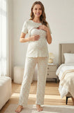 Bearsland Women's Short-Sleeve Nursing Pajama Set