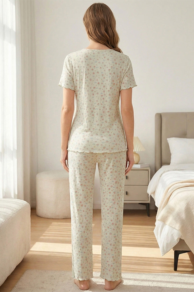 Bearsland Women's Short-Sleeve Nursing Pajama Set