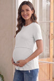 Bearsland Women's Ribbed Solid-Color Nursing Top