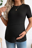Bearsland Women's Ribbed Solid-Color Nursing Top