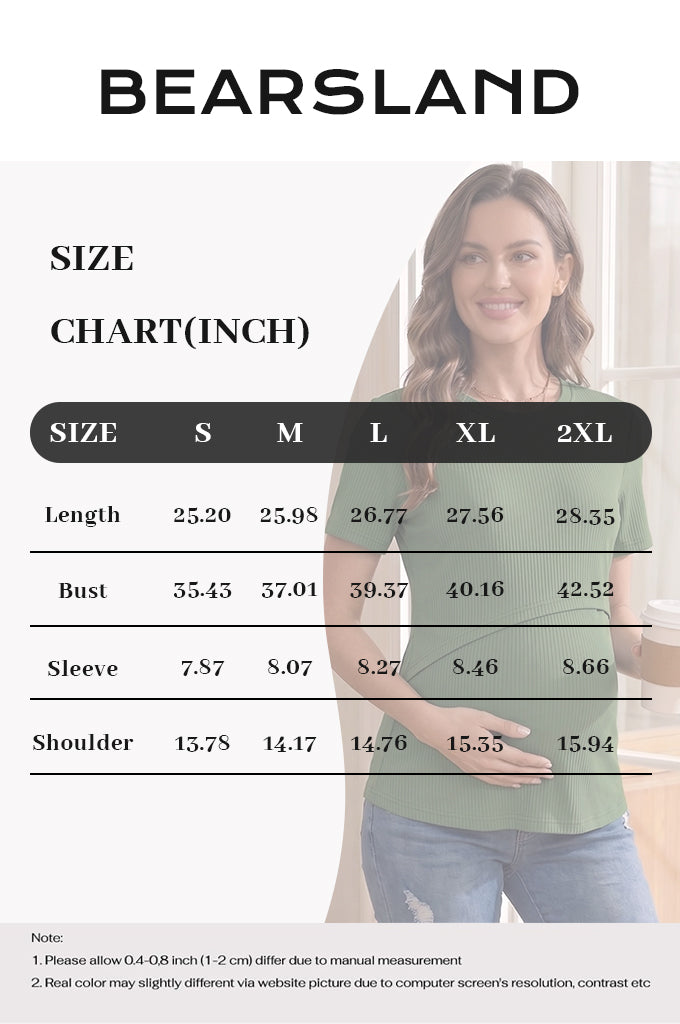 Bearsland Women's Ribbed Solid-Color Nursing Top