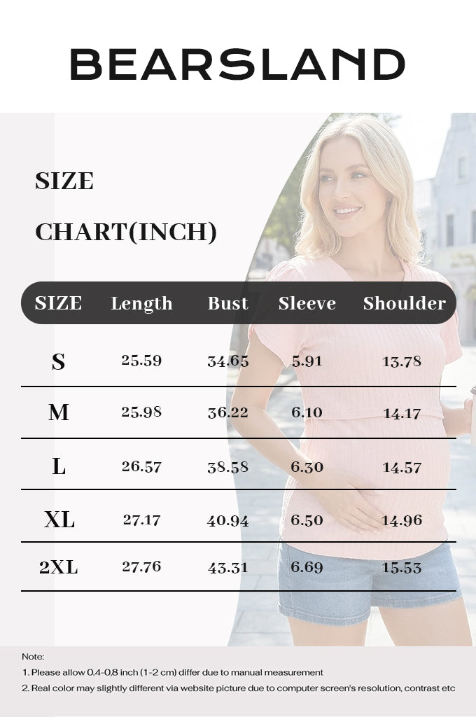 Bearsland Women's V-Neck Nursing Top with Ruffled Short Sleeves