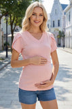 Bearsland Women's V-Neck Nursing Top with Ruffled Short Sleeves
