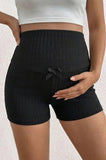 Bearsland Women's Striped Maternity Shorts with a Small Bow