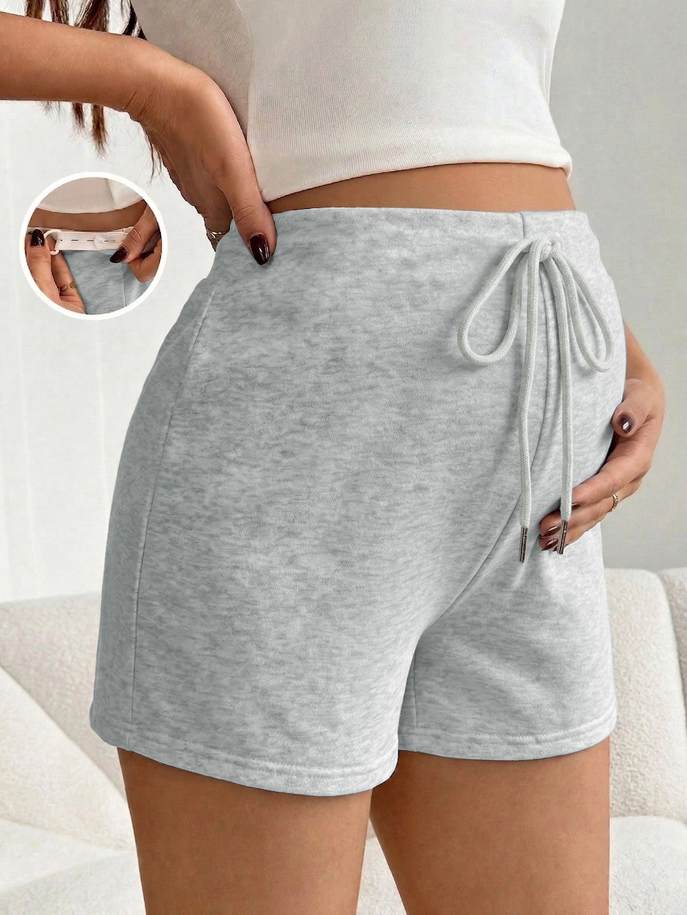 Bearsland Women's Maternity Shorts  Adjustable Waistband