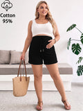 Cotton Women's Plus Size Maternity Shorts Adjustable Waist Casual Shorts Athleisure for Summer Outfits