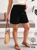 Cotton Women's Plus Size Maternity Shorts Adjustable Waist Casual Shorts Athleisure for Summer Outfits