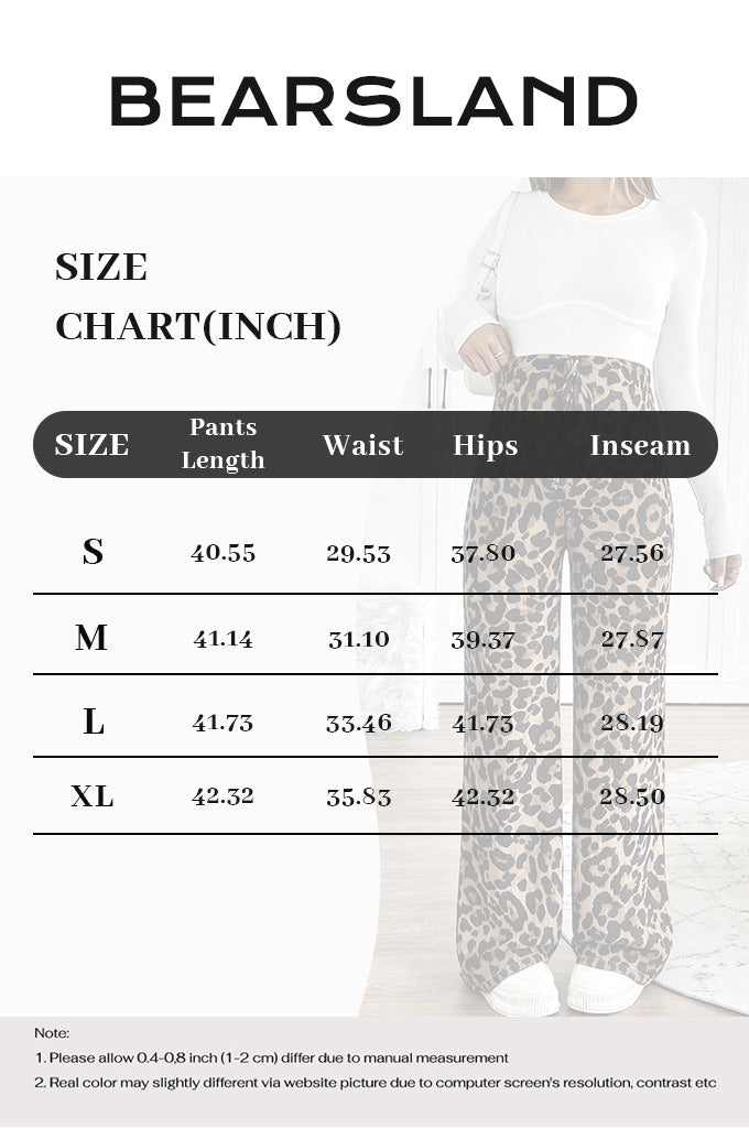 Bearsland Women's Leopard-Print Maternity Pants with Adjustable Waistband