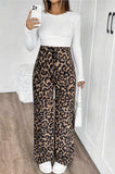 Bearsland Women's Leopard-Print Maternity Pants with Adjustable Waistband